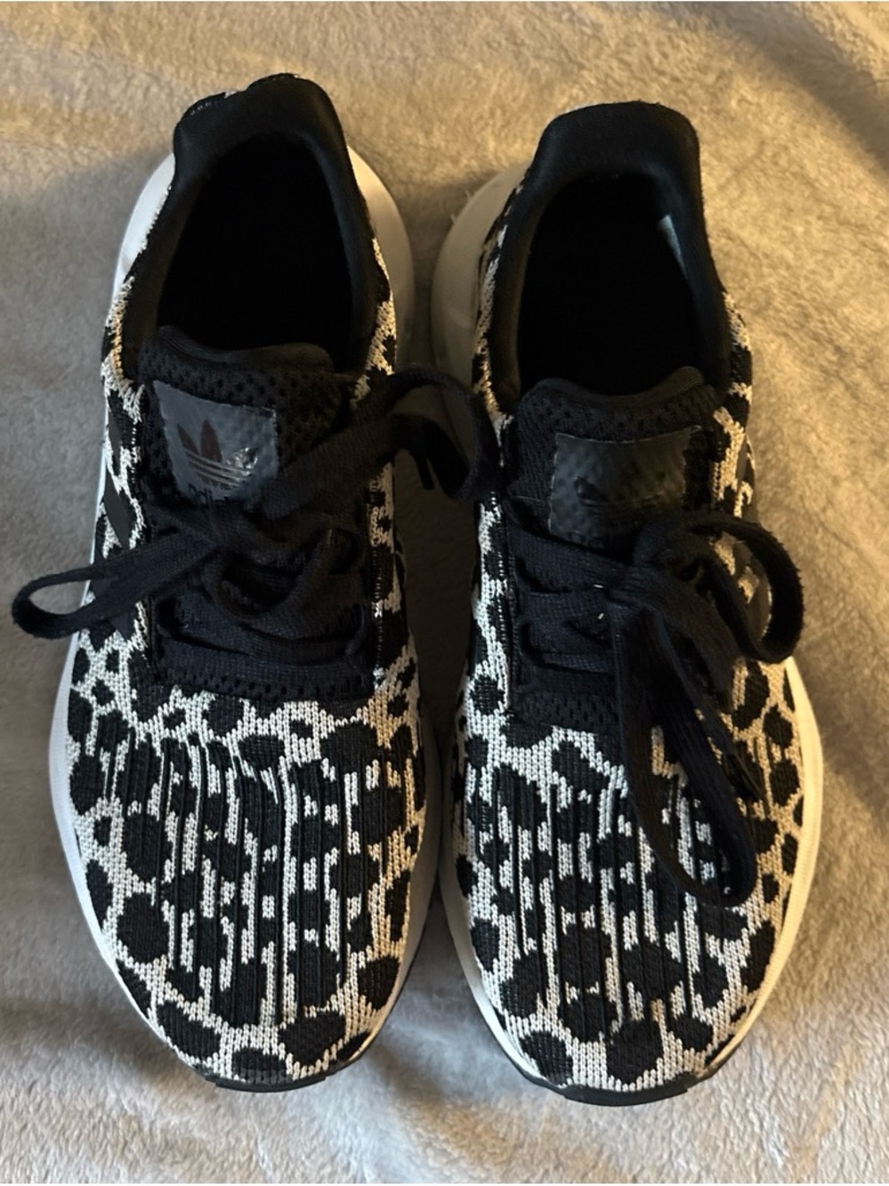 adidas Black and White Knit Pattern Sneakers